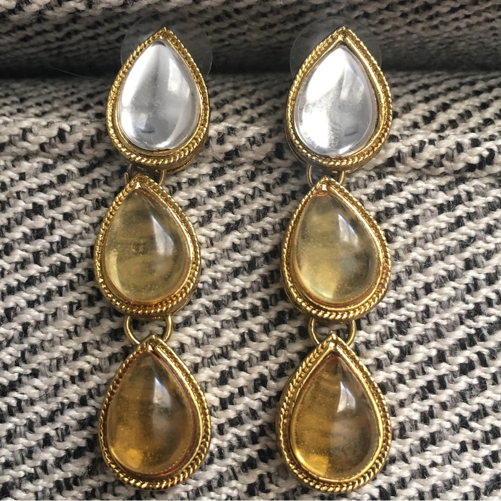 Goldstone Teardrop Dangle Earrings